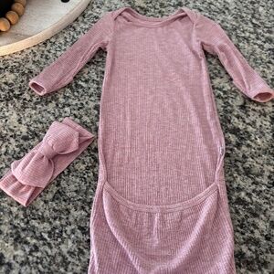 Little sleepies newborn gown with bow
